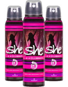 She Is Clubber Pudrasız Ter Önleyici Sprey Kadın Deodorant 3x150 ml
