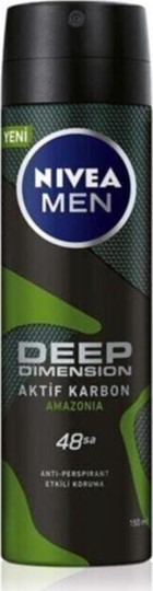 Nivea Deep Dimension Amazonia Pudralı Ter Önleyici Antiperspirant Sprey Erkek Deodorant 150 ml