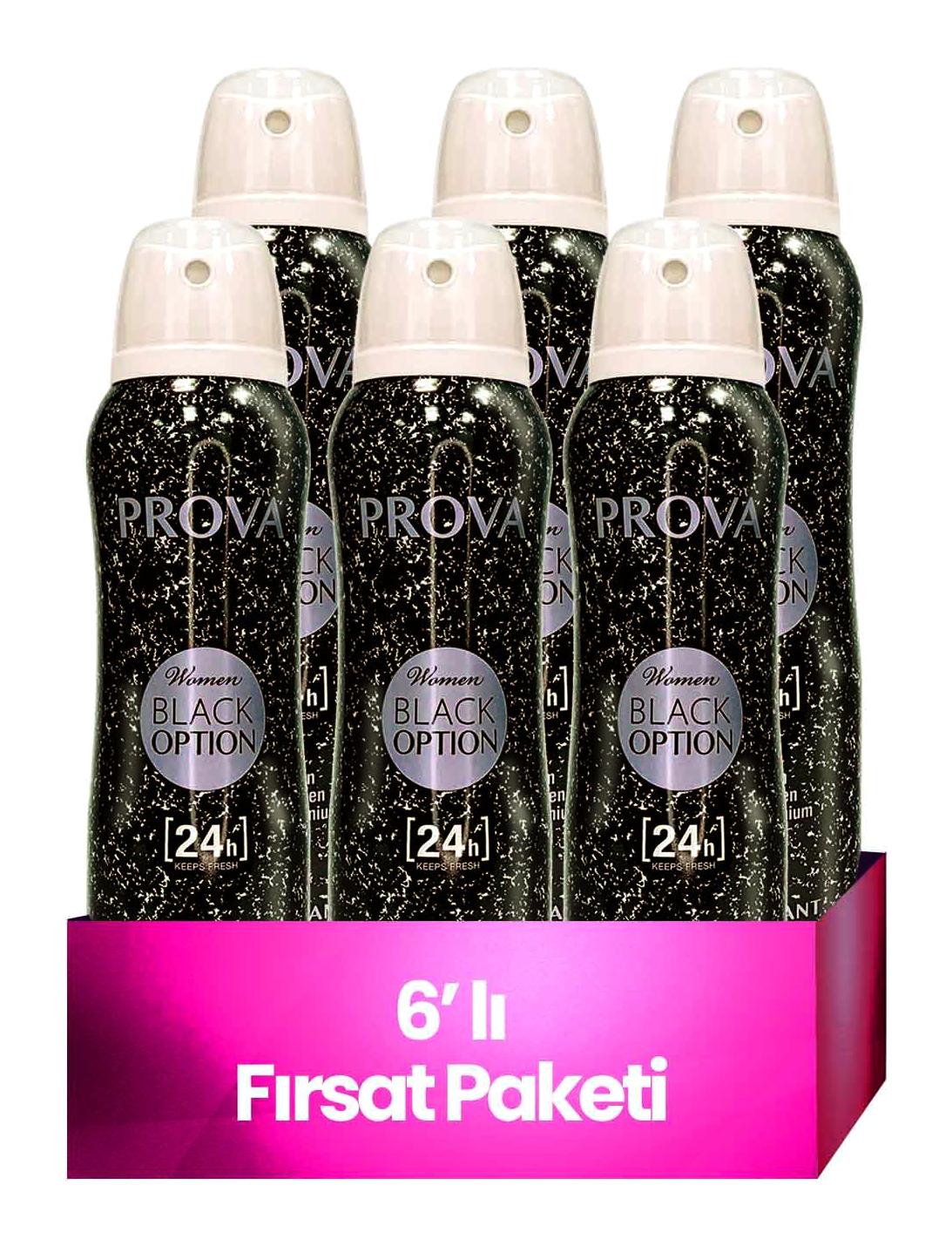 Prova Option Pudrasız Ter Önleyici Sprey Kadın Deodorant 6x150 ml
