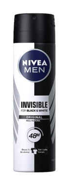 Nivea Black&White Invisible Original Pudrasız Ter Önleyici Antiperspirant Sprey Erkek Deodorant 6x150 ml