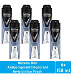 Rexona Invisible Ice Fresh Pudralı Ter Önleyici Antiperspirant Sprey Erkek Deodorant 6x150 ml