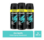 Axe Apollo Pudrasız Ter Önleyici Antiperspirant Sprey Erkek Deodorant 3x200 ml