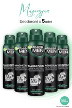 Garnier Magnezyum Ultra Kuru Pudrasız Ter Önleyici Antiperspirant Sprey Erkek Deodorant 5x150 ml