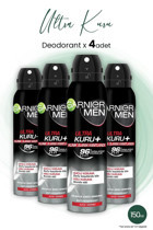 Garnier 96 Saat Ultra Kuru Pudrasız Ter Önleyici Antiperspirant Sprey Erkek Deodorant 4x150 ml