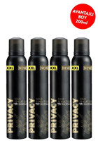 Privacy Gold Sensetion Pudrasız Sprey Erkek Deodorant 4x200 ml