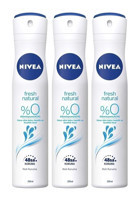 Nivea Natural Fresh Pudralı Ter Önleyici Organik Antiperspirant Sprey Kadın Deodorant 3x200 ml
