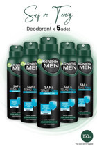 Garnier 72 Saat Saf Ve Temiz Pudrasız Ter Önleyici Antiperspirant Sprey Erkek Deodorant 5x150 ml