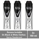 Rexona Invisible Black & White Pudralı Ter Önleyici Antiperspirant Sprey Erkek Deodorant 3x150 ml