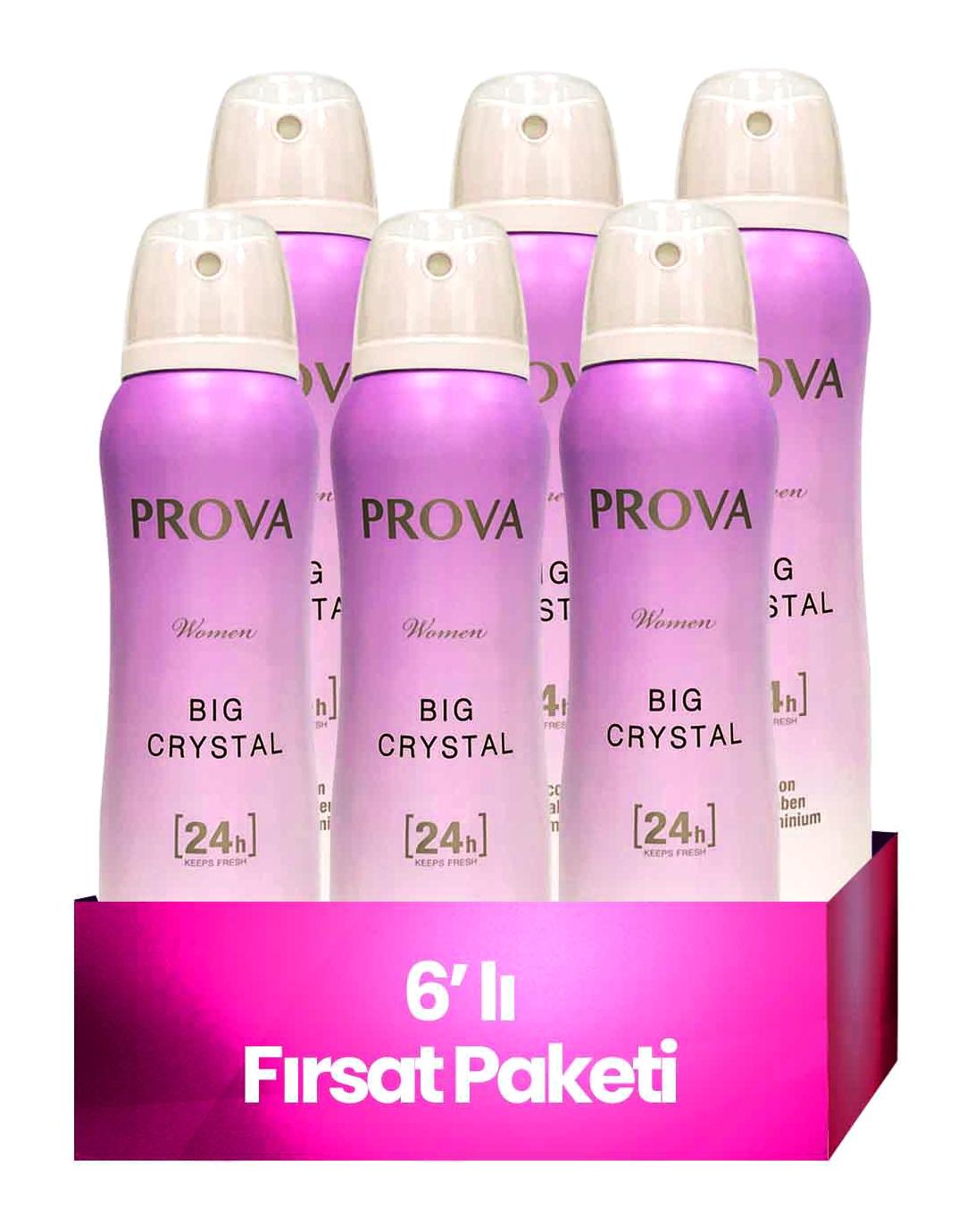 Prova Crystal Pudrasız Ter Önleyici Antiperspirant Sprey Kadın Deodorant 6x150 ml