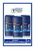Nivea Fresh Active Pudrasız Ter Önleyici Antiperspirant Stick Erkek Deodorant 3x50 ml