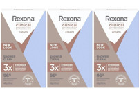 Rexona Clinical Protection Shower Clean Pudrasız Ter Önleyici Antiperspirant Roll-On Kadın Deodorant 3x45 ml
