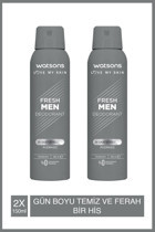 Watsons Fresh Pudrasız Antiperspirant Sprey Erkek Deodorant 2x150 ml