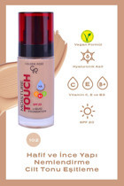 Golden Rose Moisture Touch No:102 Güneş Koruyuculu Vegan Likit Şişe Fondöten 30 ml