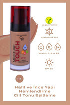 Golden Rose Moisture Touch No:114 Güneş Koruyuculu Vegan Likit Şişe Fondöten 30 ml
