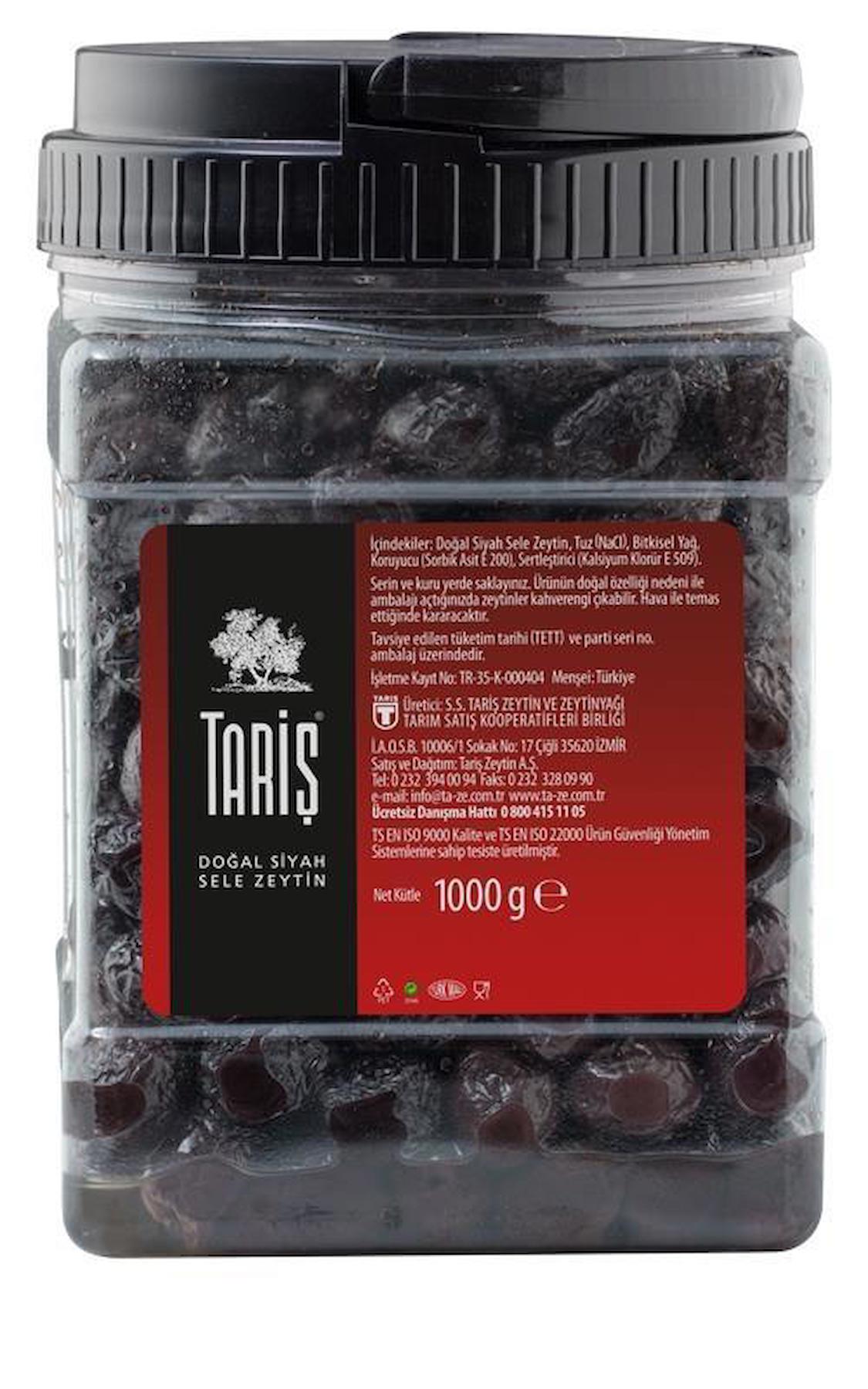 Tariş Gemlik Tuzlu Sele Gemlik Siyah Zeytin Pet Kavanoz 1.50 kg