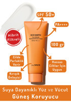 The Saem Eco Earth 50 Faktör Hassas Ciltler İçin Yaşlanma Karşıtı Aydınlatıcı Yağsız Suya Dayanıklı Yüz ve Vücut Güneş Kremi 100 ml