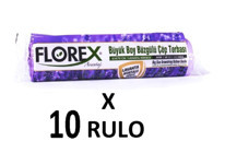 Florex Lavanta Kokulu Şeffaf Büzgülü Büyük Boy 65x70 cm Çöp Poşeti 100 Adet Mor