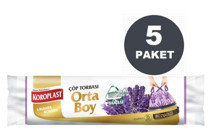 Koroplast Lavanta Kokulu Şeffaf Büzgülü Orta Boy 55x60 cm Çöp Poşeti 15x5 Adet Mor