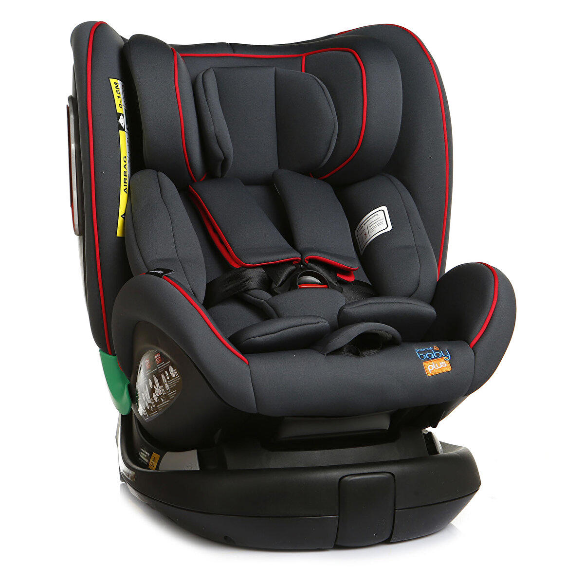 Baby Plus Maraton Isofixli 360 Derece 0-36 kg Adac Sertifikalı Yatabilen Yükseklik Ayarlı Emniyet Kemerli Çift Yönlü Oto Koltuğu Gri