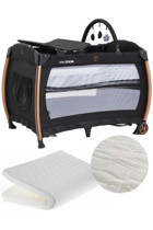 Babydoor 2050 Alüminyum 25 kg Kapasiteli Ayarlanabilir Taşınabilir Katlanabilir Ara Katlı 70 cmx110 cm Sallanan Park Yatak Siyah