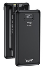 Bufflabs BP17 10000 mAh Dijital Göstergeli Çoklu Kablolu Powerbank Siyah