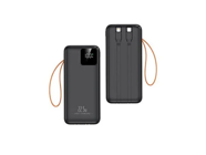 Suni̇x PB-60 30000 mAh Hızlı Şarj Dijital Göstergeli USB Type C Çoklu Kablolu Powerbank Siyah