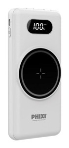 Phixi PW12 10000 mAh Hızlı Şarj Dijital Göstergeli USB Type C Çoklu Kablolu Powerbank Beyaz