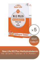 New Life B12 Plus Methylcobalamin Aromasız Yetişkin Vitamin 5x60 Adet Tablet