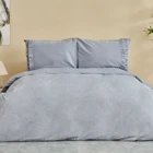 Karaca Home Denim Azur Pamuk 200x220 cm Düz Çift Kişilik Nevresim Takımı Mavi