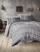 Cotton Box Toprak Pamuk 200x220 cm Geometrik Çift Kişilik Nevresim Takımı Vizon