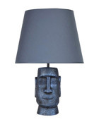 Qdec Cobai Metal-Kumaş-Reçine Lacivert Polyester Tek Ayak Abajur