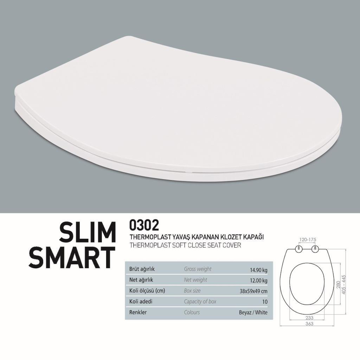Nkp Slim Smart Yavaş Kapanan Beyaz Oval Klozet Kapağı