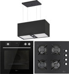 Gl General Gld 1070Sa Elegance-Glo 205Cs Bask-Azure Glf 64Cs Dijital Doğalgazlı Cam Klasik Set Üstü Davlumbaz 3'lü Ankastre Set Siyah