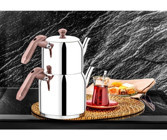 Özlife Paslanmaz Çelik Çaydanlık Gri-Pembe