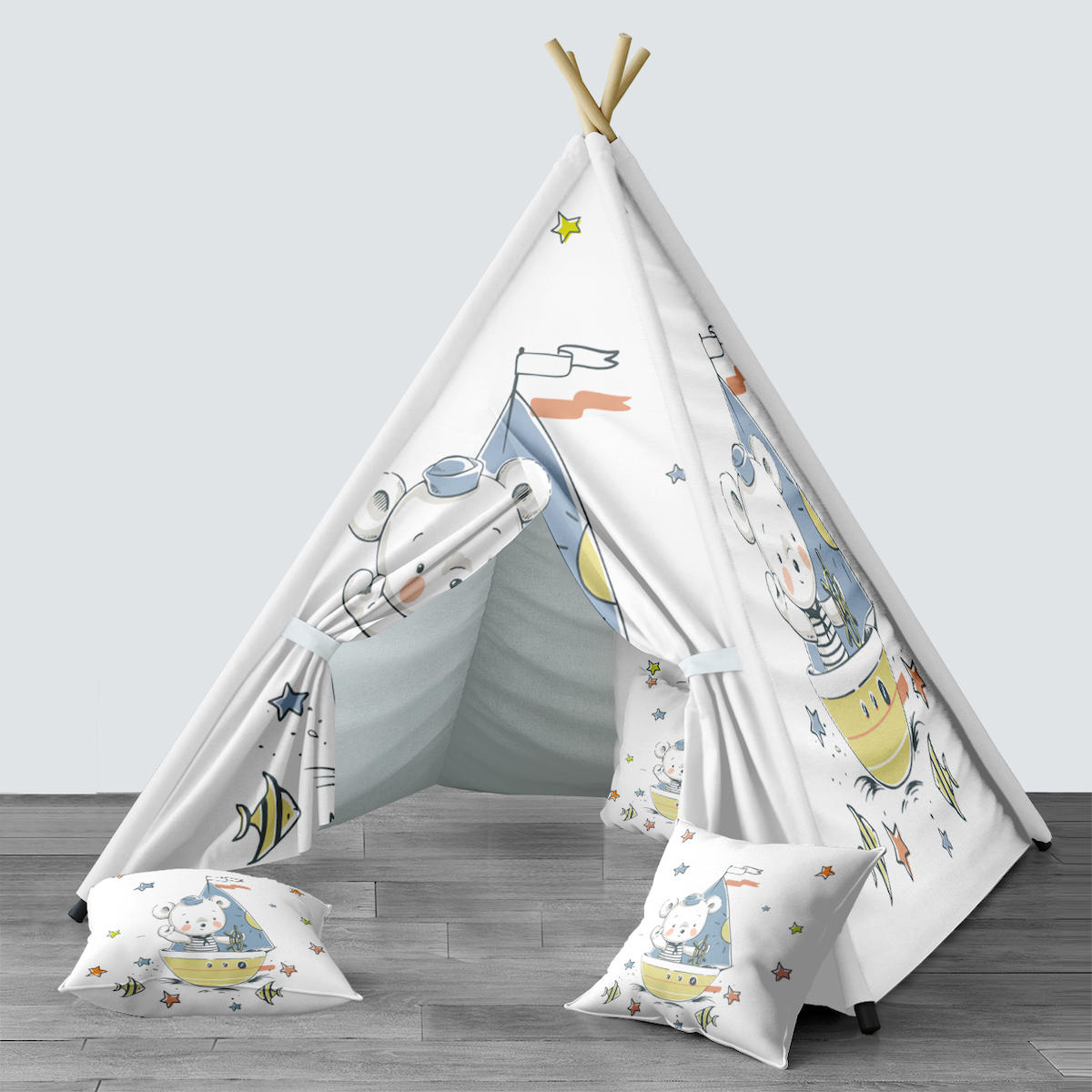 Beyaz Bebek 31 Kızılderili Ayıcıklı 3+ Yaş Beyaz Unisex Oyun Çadırı