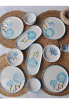 M'Art Home Her Mevsim Yaz 10 Parça 4 Kişilik Çok Renkli Desenli Seramik Kahvaltı Takımı