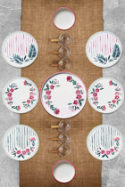 Kitchen Life Sakura 15 Parça 6 Kişilik Çok Renkli Desenli Seramik Kahvaltı Takımı
