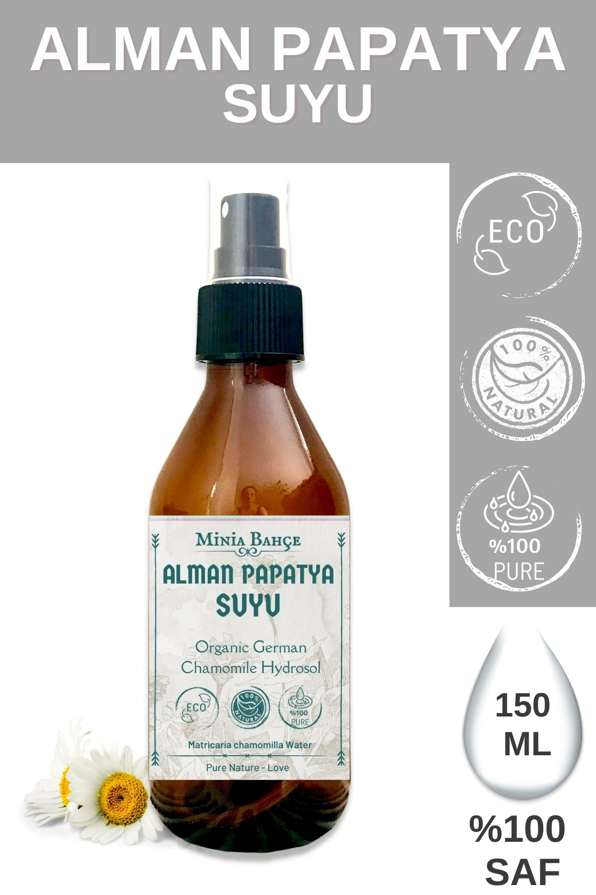 Minia Bahçe Organik Sprey Alman Papatya Suyu 150 ml
