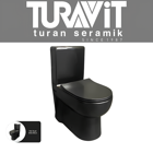 Turavit Seramik Kanallı Arkadan Çıkışlı Ayaklı Klozet Siyah