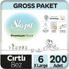 Sleepy Bio Natural Premium Plus 6 Numara Organik Cırtlı Bebek Bezi 200'lü