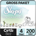 Sleepy Bio Natural 4 Numara Organik Cırtlı Bebek Bezi 200'lü