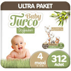 Baby Turco 4 Numara Organik Cırtlı Bebek Bezi 312'li