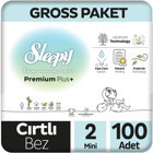Sleepy Bio Natural Premium Plus 2 Numara Organik Cırtlı Bebek Bezi 100'lü