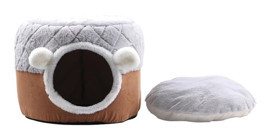 Vkemall Yuvarlak Tek Katlı İç Mekan Polyester Kedi Evi Kahverengi