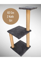 Meowuf Oturaklı Katlı 82 cm Kedi Tırmalama Tahtası Gri