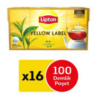 Lipton Yellow Label Demlik Poşet Çay 16'lı 100 Adet