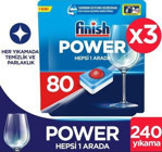 Finish Power Hepsi Bir Arada Tablet Bulaşık Makinesi Deterjanı 3x80 Adet