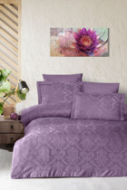 Pierre Cardin Bianca Jakarlı Saten 4 Mevsim 200x220 cm Çarşaflı Desenli Çift Kişilik Nevresim Takımı Mürdüm