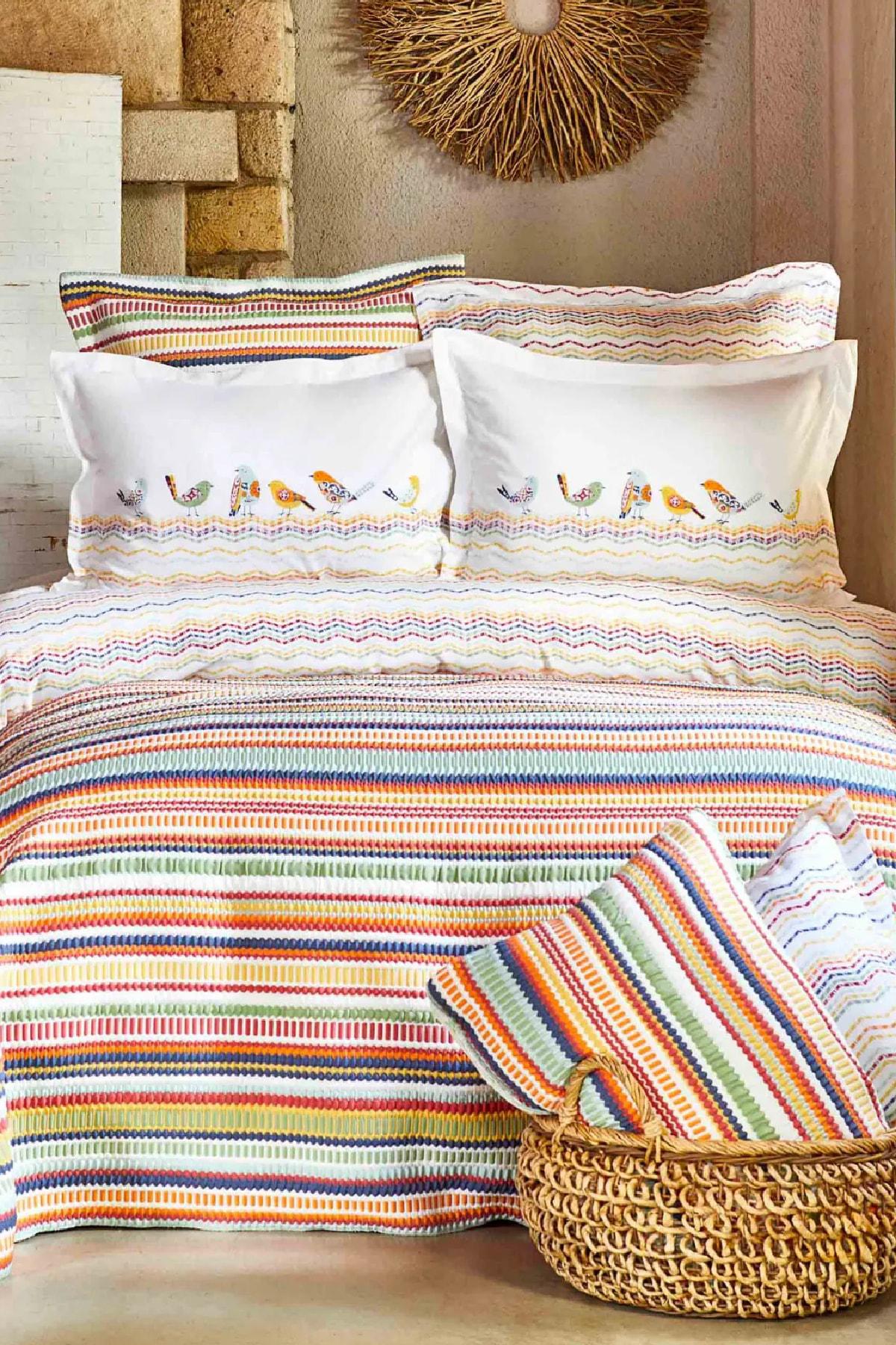 Karaca Home Alegra Mood Multi Pamuklu 4 Mevsim 200x220 cm Çarşaflı Desenli Çift Kişilik Nevresim Takımı Çok Renkli