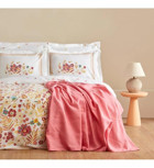 Karaca Home Jora Pamuklu 4 Mevsim 200x220 cm Çarşaflı Desenli Çift Kişilik Nevresim Takımı Pembe